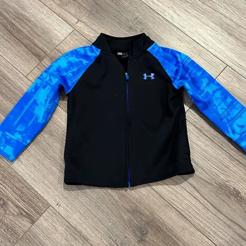 EUC Toddler Boys Black and Blue Under Armour Zip Up Jacket 24 Months